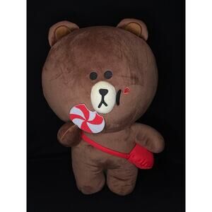 Aliquantum Line Friends Brown Bear Sweetieland Plush Candy Cane 16" Plush NWT